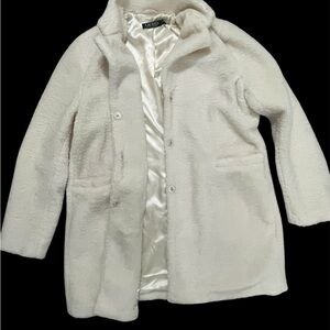 Ralph Lauren Cream Soft Fluffy Pea Coat Style Classic Wool Blend